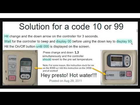 How to Fix error 99 on Bosch YPRM40X Bosch YPRM34XB and Bosch High Flow Model YS2433R-Water-Heater