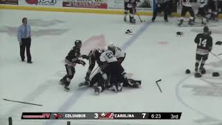 Carolina Thunderbirds vs Columbus River Dragons Hockey Coach Fight Turns Into Bench Clearing Brawl