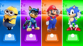 Minions vs Paw Patrol vs Mario vs Sonic Prime in Tiles Hop EDM Rush🎶