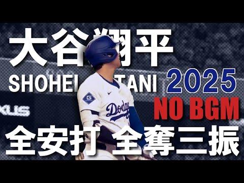 【BGMなし】大谷翔平 2025 全安打全奪三振