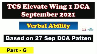Verbal Ability for SEP DCA 2021 | Part - G | TCS DCA 2021 |