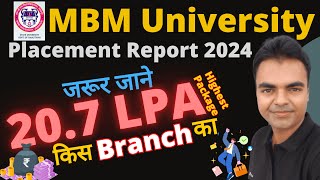 MBM University Placements Report 2024, BTech Placement, Highest, Average Package of MBM University