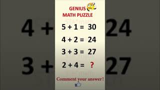 Math puzzle | genius math puzzle | Brain teaser #shorts #puzzle #entertainment