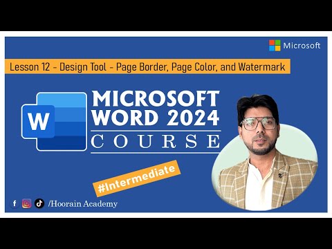 Lesson 12 - Design Tool - Page Border, Page Color, and Watermark in MS Word 2024 Urdu / हिन्दी