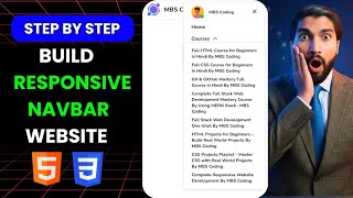 Responsive Navigation Bar using HTML & CSS | HTML & CSS Practice Project for Beginners in Hindi