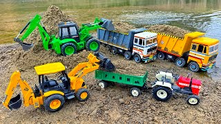 JCB 5CX Loading Mix Sand Stone Tata Truck Swaraj Tractor Tipper? Jcb Ki Khudai | Jcb Tractor Cartoon