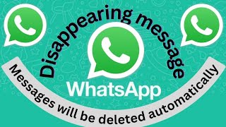 WhatsApp disappearing message | Messages will be deleted automatically | WhatsApp smart browsing