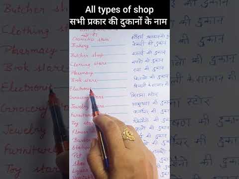 सभी प्रकार की दुकानों के नाम हिंदी और इंग्लिश में |types of shops name#viralshort #spokenenglish #yt