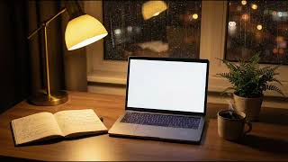 Cozy Study Desk Ambience – Rain + Soft Piano – 4K Lo-Fi Chill 3 Hours