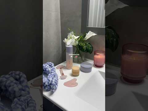 christmas eve night vlog | aesthetic skincare products xmas tree shower cookies pajamas santa