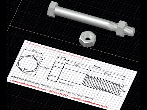 AutoCAD : How to draw a 3D Nut and Bolt