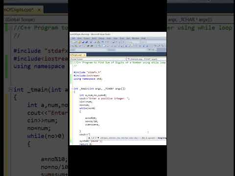 Display Sum of digits of a Number|Using While Loop|C++ Program #cpptutorial #coding #education