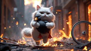 Cat Braves Fire to Rescue Duckling — Raises It Like Her Own Kitten#EmberSpark#Cat#cute