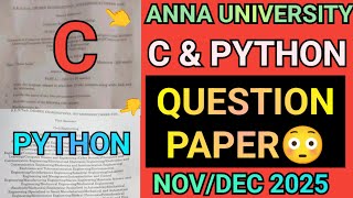 CS25C01 & CS25C02 Question Paper 2025‼️| Computer Programming C & Python | C | Python | R2025 | AU