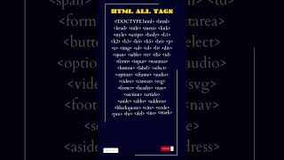 HTML all tags | List of tags in HTML #shorts #youtubeshorts #ytshorts #programming