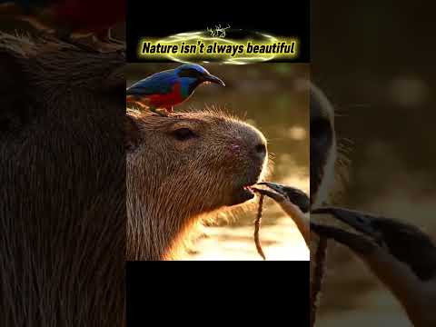 Unbelievable! Bird Removes Parasite from Capybara’s Mouth 🦫🐦 #natureshorts #wildliferescue #animals