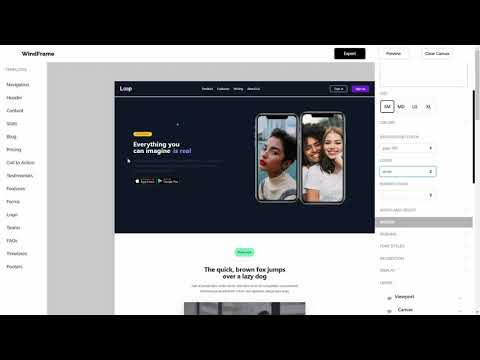 Windframe TailwindCSS No code page builder. Build a website in 2 mins