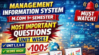 Management Information System Most Important Questions Mcom in 1 Sem #punjabuniversity#exam#mcom 