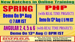 New Batches in Online Training @ DURGASOFT