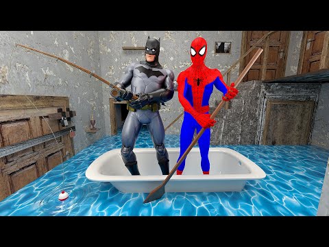 SPIDERMAN & BATMAN in Flooded House | 3D Animation