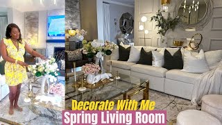 Decorate With Me!  Family Room| Spring Living Room Decor Ideas | Olive Green and white decor ideas
