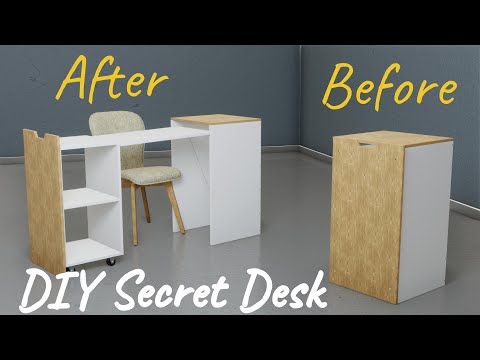 Smart And Stylish Secret Folding Desk Woodworking // Perfect for Small Spaces