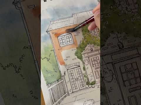 A cozy house to live in 🏡 #sketch #watercolorart #shorts #fyp #fypシ #calmyourmind