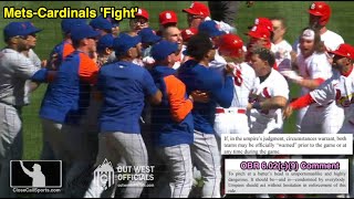 Ejections 014-15 - Mets and Cardinals Clear Benches After Yoan Lopez Buzzes Nolan Arenado Near Head