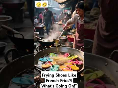 Frying Shoes Like French Fries?! What’s Going On!"😲🫨 #trendingshorts #funnyshorts #crazyshorts