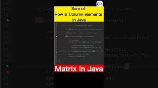 Sum of 2d array in Java😲 | Find sum of each row and each column of a Matrix |  #java #shorts #array