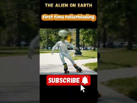 Series The Alien on Earth - First time rollerblading #aivideo #usa #alien #america #funnyvideo