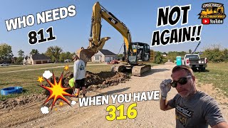 Uh Oh… What Did We Hit?! CAT 316 Excavator Water Line Dig Gone Wrong #excavation #excavator