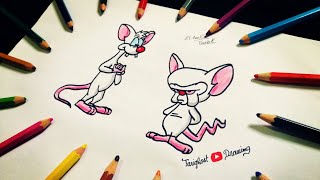 كيفية رسم بينكي وبرين للمبتدئين بالألوان خطوة بخطوة| تعلم رسم شخصيات الكرتون