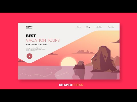 Illustrator Tutorial: Summer Vacation UI Landing Page Design in Illustrator 2021 | GrapicOcean