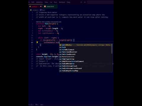 Trapping Rain water JavaScript Solution #tech #javascript #programming #leetcode