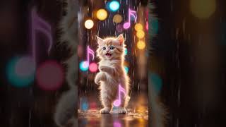 A cute cat dances in the rain, #kitten #catlovers #viralshorts #shorts #shortfeed