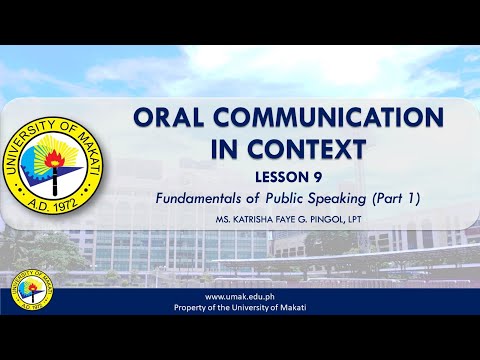 Lesson 9 (Part 1): Fundamentals of Public Speaking | Oral Communication in Context