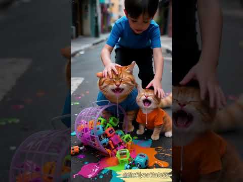 Cute cat with colorful robot basket🐰✨ #fluffycattaless #catlovers #cuteanimals #aicat #robot