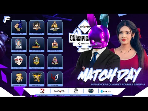[🔴LIVE] 64BYTE CHAMPIONSHIP | INFLUENCERS QUALIFIERS ROUND - 2  GROUP - A | FREE FIRE @MrTripleR