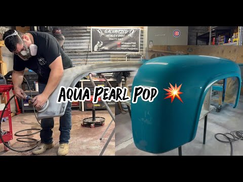 Custom Aqua Pearl Paint Job on a 65' F100 -Bed and Fender Glow-up!