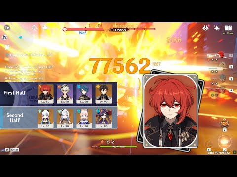 Genshin Impact Spiral Abyss 2.4 (Diluc Vape Team + Ayaka Freeze Team)