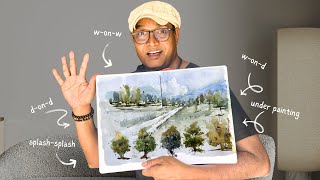 Top 5 EASY METHOD To Paint Watercolor Tree!