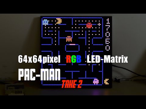 Pac Man LED-matrix 64x64 pixel RGB in Arduino C++ : Take 2 on a RP2040