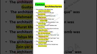 GK important mcqs Architectures #spsc #ppsc #css #mcqs