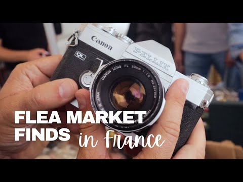 Vintage camera hunting at a French flea market