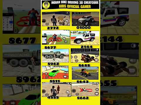 Top all working code 😘 Indian bike driving 3d all real cheat code update + plugin #kidsofficialgamer