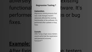 Regression testing ? #exam #education #softwaretestengineer #softwaredevelopment#interviewtips