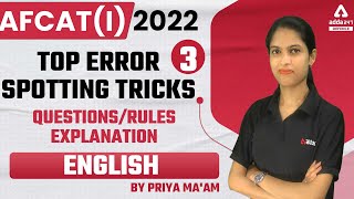 AFCAT 1 2022 |  English  | Top Error spotting Tricks Questions| Rules| Explanation #3