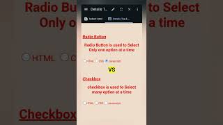 Radio Button🔘 VS Checkbox✅ in HTML #radiobutton #checkbox #html