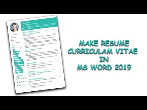 create resume / CV  in Microsoft word free 2019